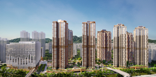 HDC현대산업개발이 11월 분양해 2만 1천여 청약통장이 쏠리는 등 흥행에 성공한 서울원 아이파크 투시도. [HDC현대산업개발 제공]